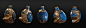 Grim Potions Pack, Shadeocai I : This is a low-poly PBR pack of fantasy magic potions that I've been working on lately.
The colors of glass and metal can be customized in the base color PSD.
If you need a potion set for your game, here is a link to it:
ht