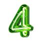 Number 4 Shape Neon Text  3D Icon