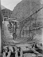 100年前老照片：图1男子如厕被抓拍，图2监狱犯人们磨玉米面！