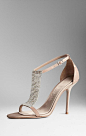 ❥ crystal-embellished  nude sandals