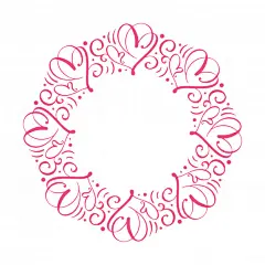 浪漫的爱心圆形边框，情人节贺卡矢量图素材