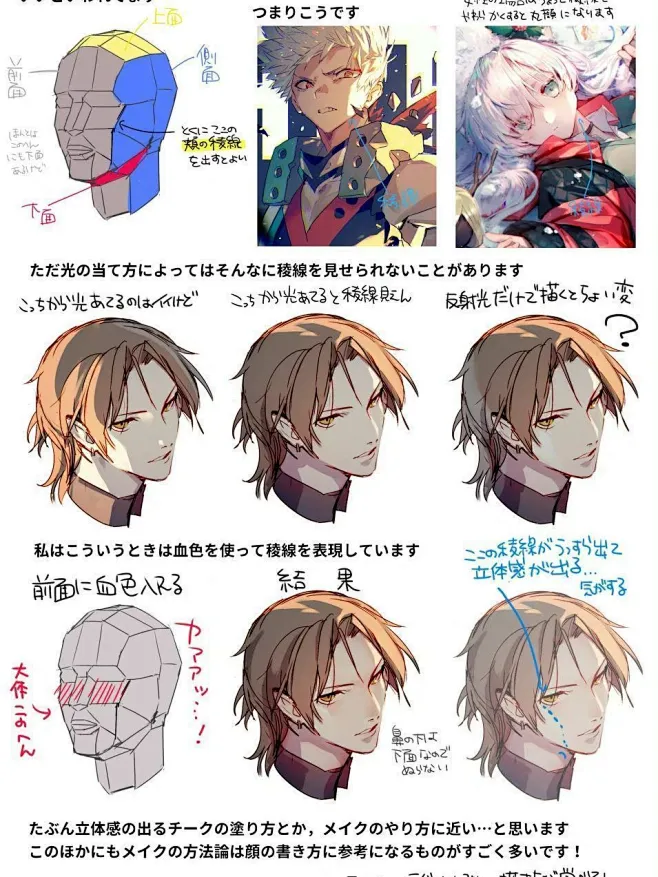 面部打光参考 #绘画参考# #打光# -花瓣网