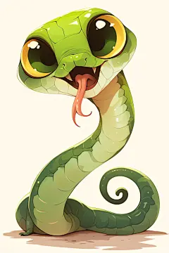 竹叶青蛇年蛇可爱小青蛇插画