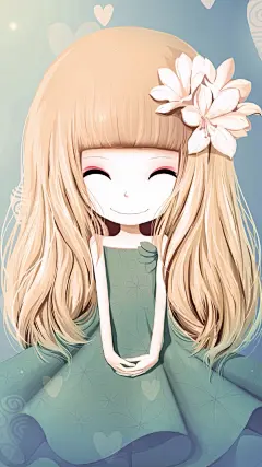 花花姑娘。插画。壁纸。头像。百合姑娘。百合花语：纯洁，心心相印。