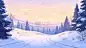 冬天通用漫画风插画雪道背景