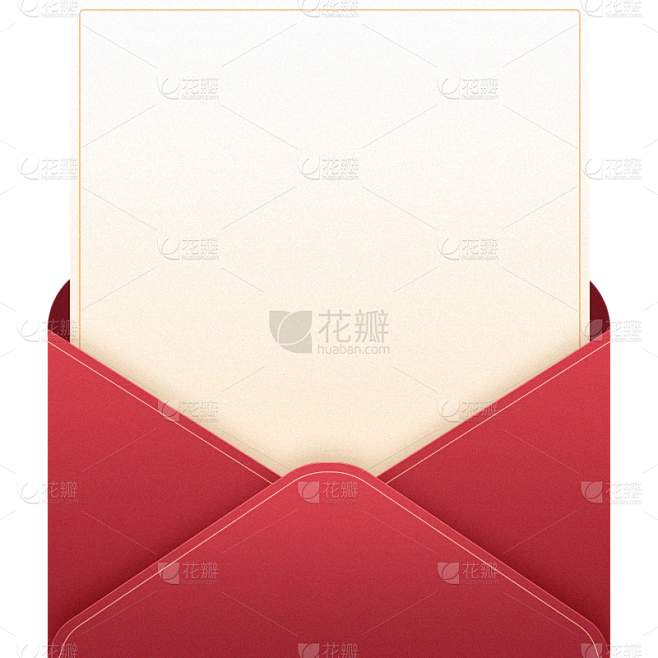 通用边框红色信封邀请函贴纸元素素材