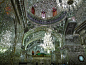 Mirrored mosaic walls in the King of Light (Shah Cheragh) Mosque, Shiraz, Iran