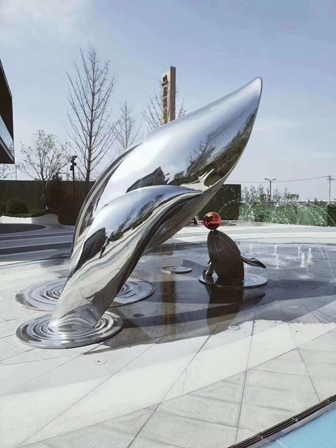 不锈钢海豚雕塑 不锈钢鲸鱼雕塑 不锈钢雕...