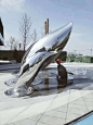 不锈钢海豚雕塑 不锈钢鲸鱼雕塑 不锈钢雕塑