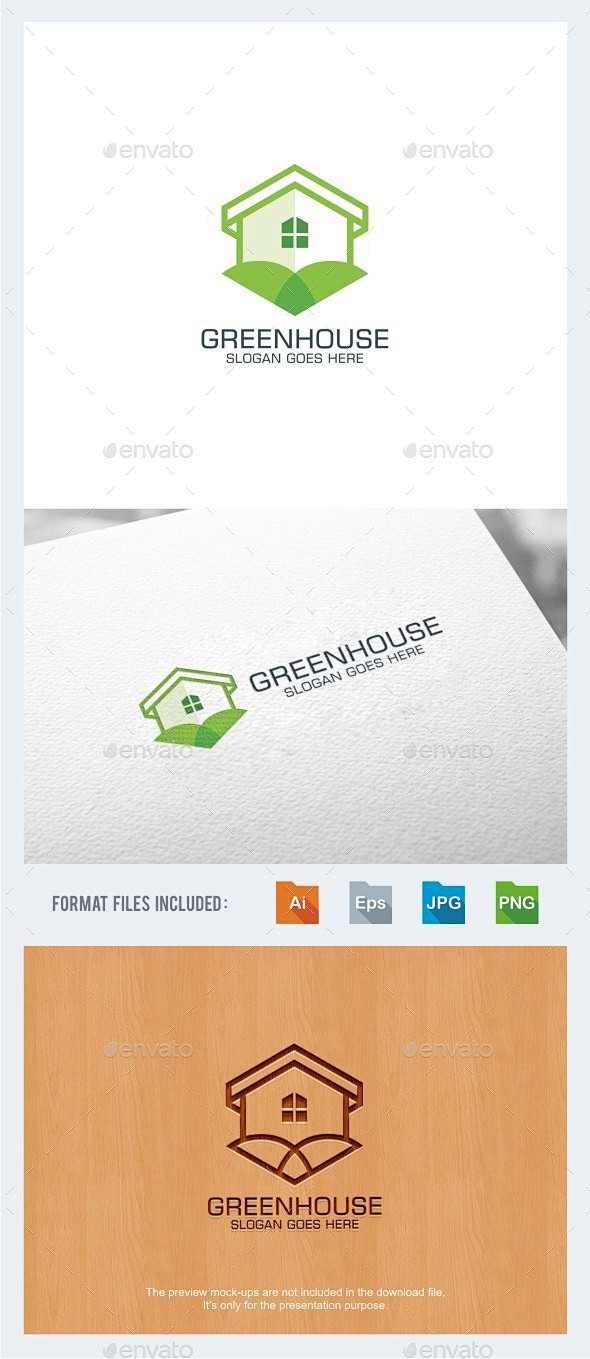绿色房子的标志——建筑标志模板Green...