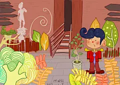 红衣警察和蘑菇园-马蕙的故事_卡通,蘑菇_涂鸦王国插画