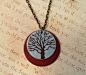 Tree of Life Double Enameled Necklace Blue Orange by FusedElegance