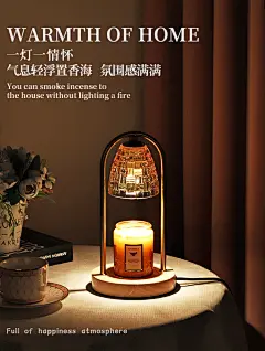 复古香薰融蜡灯定时水晶玻璃融烛灯野兽派床头台灯蜡烛摆件小夜灯-淘宝网