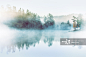 Forest, lake and morning mist_创意图片