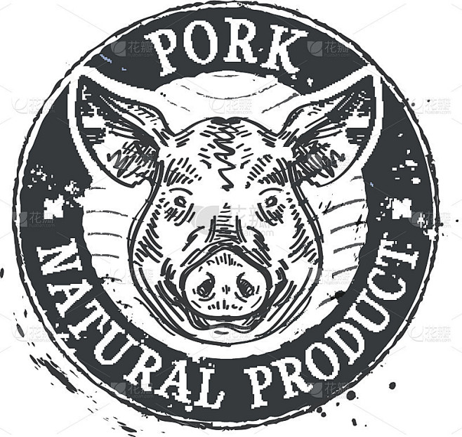 猪矢量图标设计模板。猪肉或肉类图标