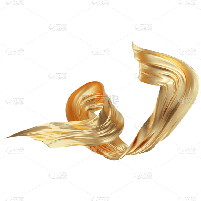 C4D-3D立体鎏金飘带装饰贴纸5