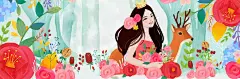 花朵,花卉,玫瑰花,小鹿,三八,38,女王节,简约,清新,卡通,手绘,蓝色,天空,郁金香,轮播图,,,,图库,png图片,网,图片素材,背景素材,4801560@飞天胖虎