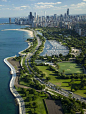 Aerial View of a City, Lake Shore Drive, Lake Michigan, Chicago, Cook County, Illinois, USA Photographic Print by Green Light Collection