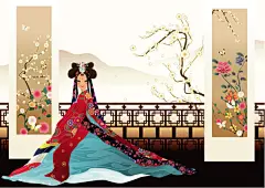 ??·韩服女孩·插画·韩国女孩·服饰·传统服饰 - 淡泊 - 淡泊