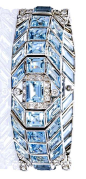 An Art Deco Aquamarine and Diamond Bracelet, circa 1935.: 