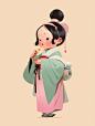 唐代圆脸侍女丨Q版古风头像丨复古插画AICG