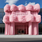 pink Outdoor Fashion  design Facade design exterior modern