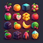 , assets, different, fruits shape candy crush style of Behance