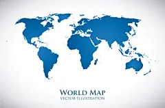 蓝色矢量世界地图插画设计素材