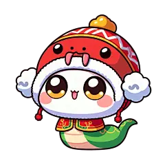 蛇年春节可爱感描边插画拟人蛇青蛇元素