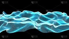 霓虹抽象波在黑色背景-形状的线