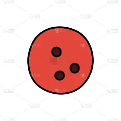 红色的保龄球。体育设备草图。手绘图标。矢量徒手健身插图