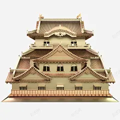 金碧辉煌阁楼殿宇古风模具 创意素材