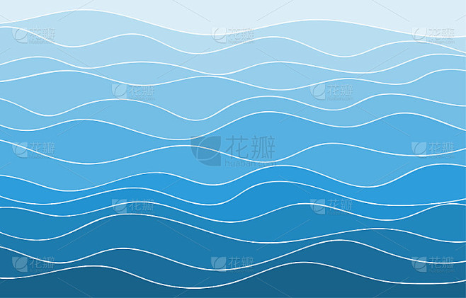 蓝色的水波海线河流流动纹理背景旗帜向量