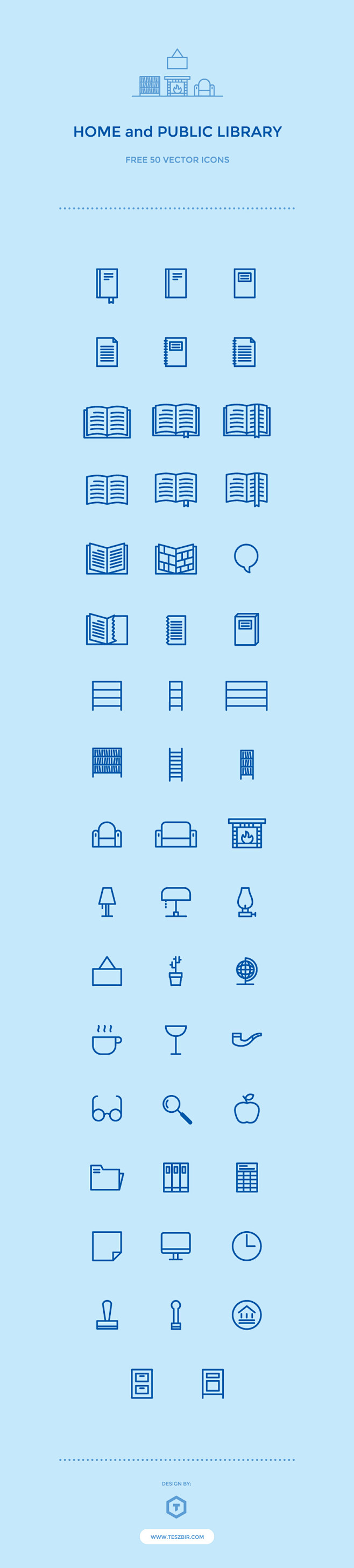 50 Free Library Icon...