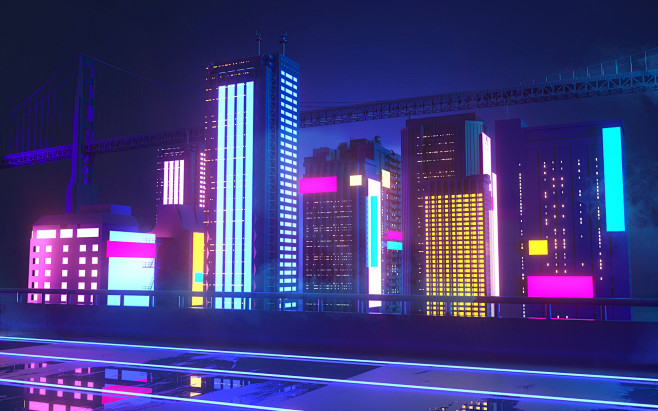C4D 赛博朋克 城市 建筑