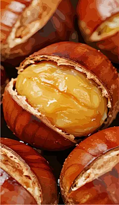 美食糖炒栗子零食插画