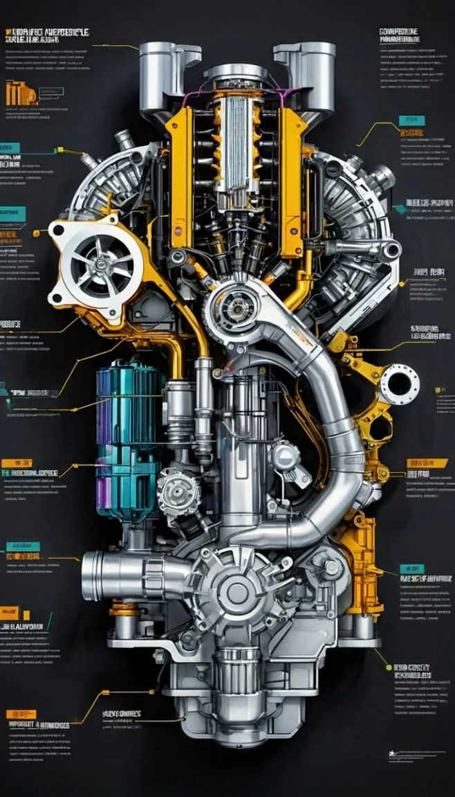 This may contain: an image of the inside of a car engine with parts ...