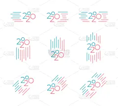2020,线条画,时尚,计算机图标,品牌名称,极简构图,华丽的,贺卡,背景分离,简单