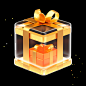 glass gift box icon open glod