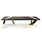Coffee table made of mirror polished brass and solid Wengé wood.The ribbon made of brass hugs and supports the precious wood at the same time.typology: coffee tablematerial: mirror polished brass, slab of solid Wengè woodL150...