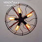 VENZA个性复古电风扇吸顶灯 创意爱迪生餐厅灯 工业风铁艺卧室灯
