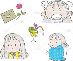 矢量卡通可爱的女孩表情包