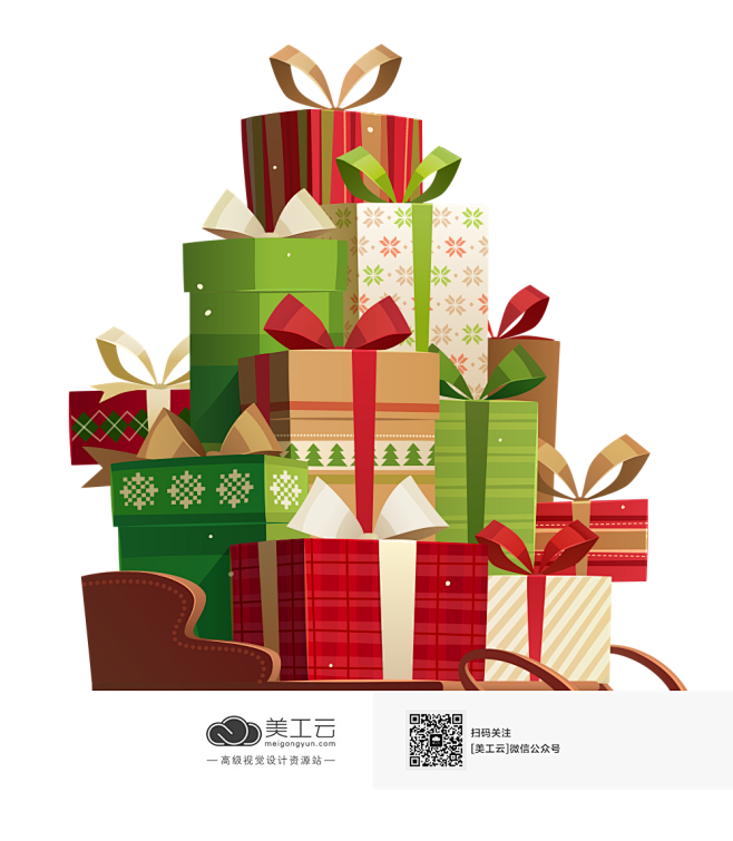 圣诞节圣诞礼物礼盒PNG：(1000×1...
