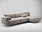 Upholstered fabric sofa with chaise longue Duffle Collection by Bosc | design Jean Louis Iratzoki: 