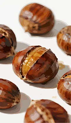 美味糖炒栗子手绘插画