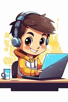 儿童教育编程代码团队合作插画