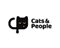 Cats&People 宠物猫 CP字母 黑白色 卡通猫 简约 商标设计  图标 图形 标志 logo 国外 外国 国内 品牌 设计 创意 欣赏