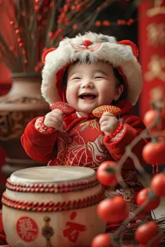 春节新年过年喜庆宝宝儿童摄影图