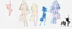 手绘彩铅都市女郎 创意素材