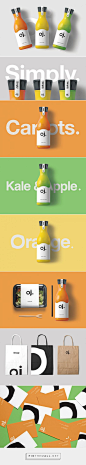 Oj. natural juice company by AA_Design Studio. Source: Daily Package Design Inspiration. Pin curated by #SFields99 #packaging #design #inspiration #ideas #branding #juices #fruit